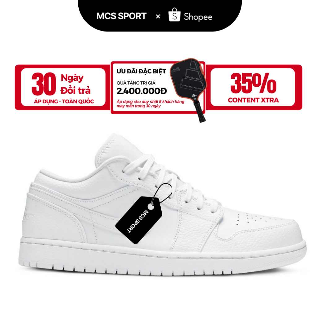 Giày Air Jordan 1 Low Triple White 553558-136