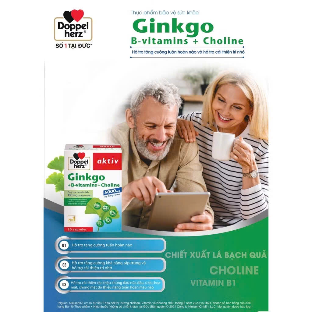 TPBVSK Ginkgo + B-vitamins + Choline - Bổ não Doppelherz