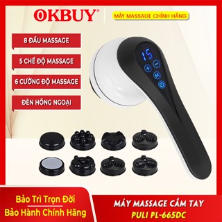 Máy massage cầm tay Puli PL-665DC - 8 đầu, có đầu chà gót chân, Giảm đau nhức, săn chắc cơ bụng