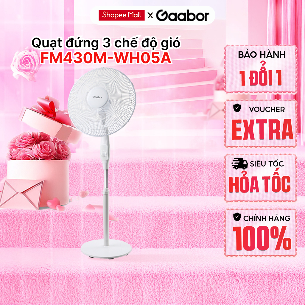 Quạt đứng 5 cánh 3 tốc độ gió tuần hoàn Gaabor FM430M-WH05A đối lưu độ ồn thấp - Hàng chính hãng