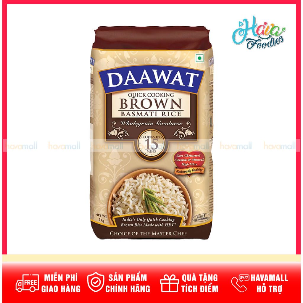 Gạo Lứt Basmati Hạt Nâu Daawat 1kg – Daawat Indian Brown Basmati Rice
