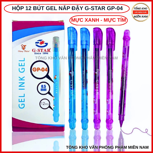 Hộp 12 cây bút viết gel nước Gstar GP-04 / GP04 ngòi kim cương 0.5mm  mực đậm êm , đều mực