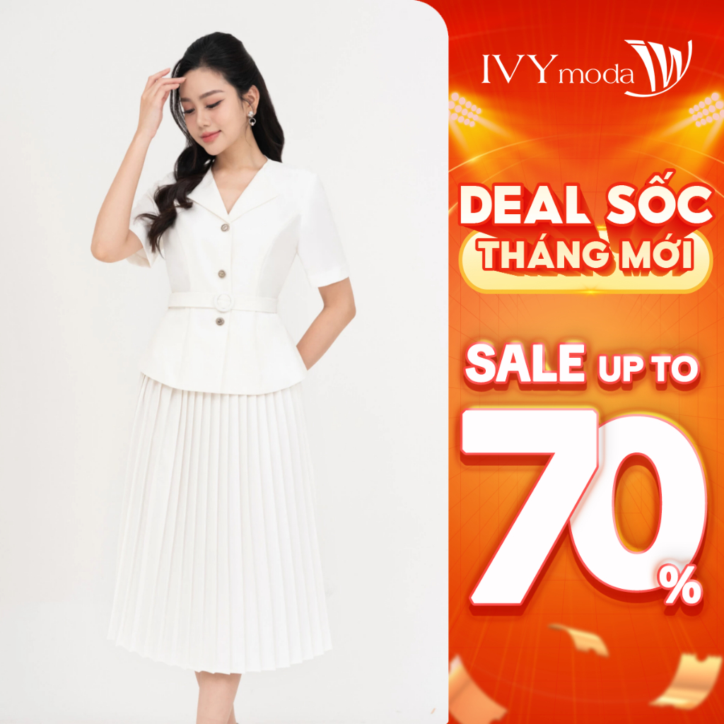 Áo sơ mi nữ dáng ôm phối đai, áo sơ mi công sở dạo phố IVY moda MS 61M8777 | BigBuy360 - bigbuy360.vn