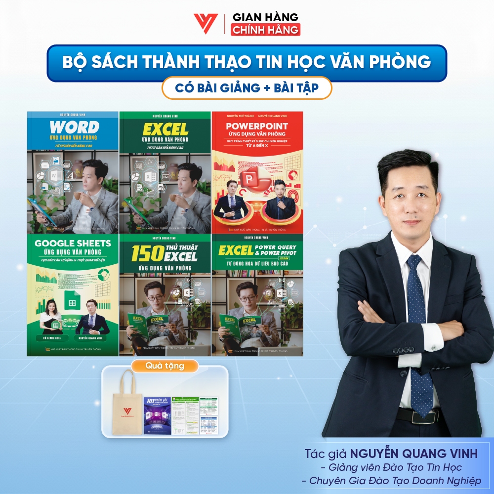 Combo 6 Sách Excel - Word - PowerPoint - Google Sheet - 150 Thủ Thuật - Power Query ĐÀO TẠO TIN HỌC 