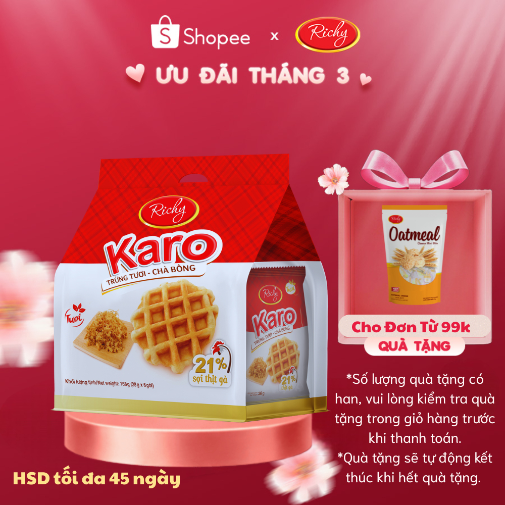 [GIAO SỚM] [Quà Tặng Đơn 99k] Bánh Tươi Richy KARO Bịch 6 Chiếc (26g/chiếc)