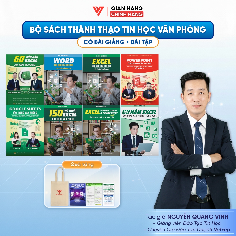Combo 8 sách Excel - Word - PowerPoint - Google Sheets - 150 Thủ Thuật - Power Query - 90 Hàm Excel 