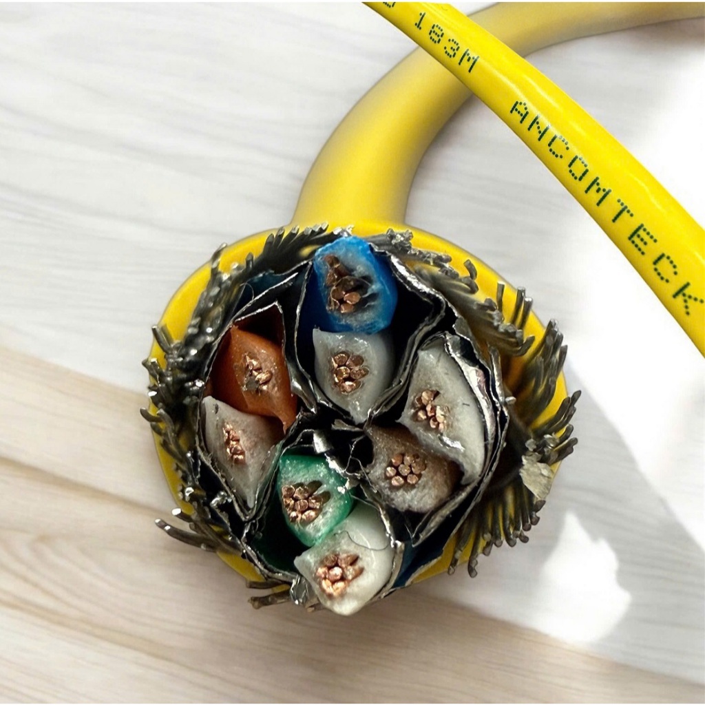 Dây cáp mạng Ancomteck Cat7 SFTP dạng xoắn 23AWG màu xanh dương  ( Cắt theo Mét)