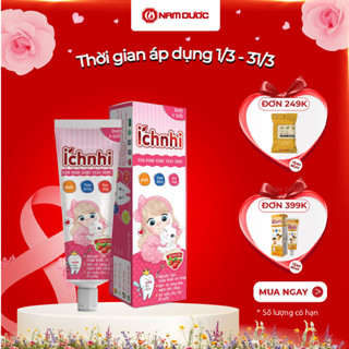 Kem đánh răng thảo dược Ích Nhi hương dâu dưới 6 tuổi, Tuýp 50g, làm sạch răng miệng ở trẻ em.