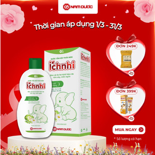 Nước tắm gội thảo mộc Ích Nhi chai 230ml giúp làm sạch da, bảo vệ da trẻ khỏi mụn nhọt, hăm da, nước tắm gội cho bé
