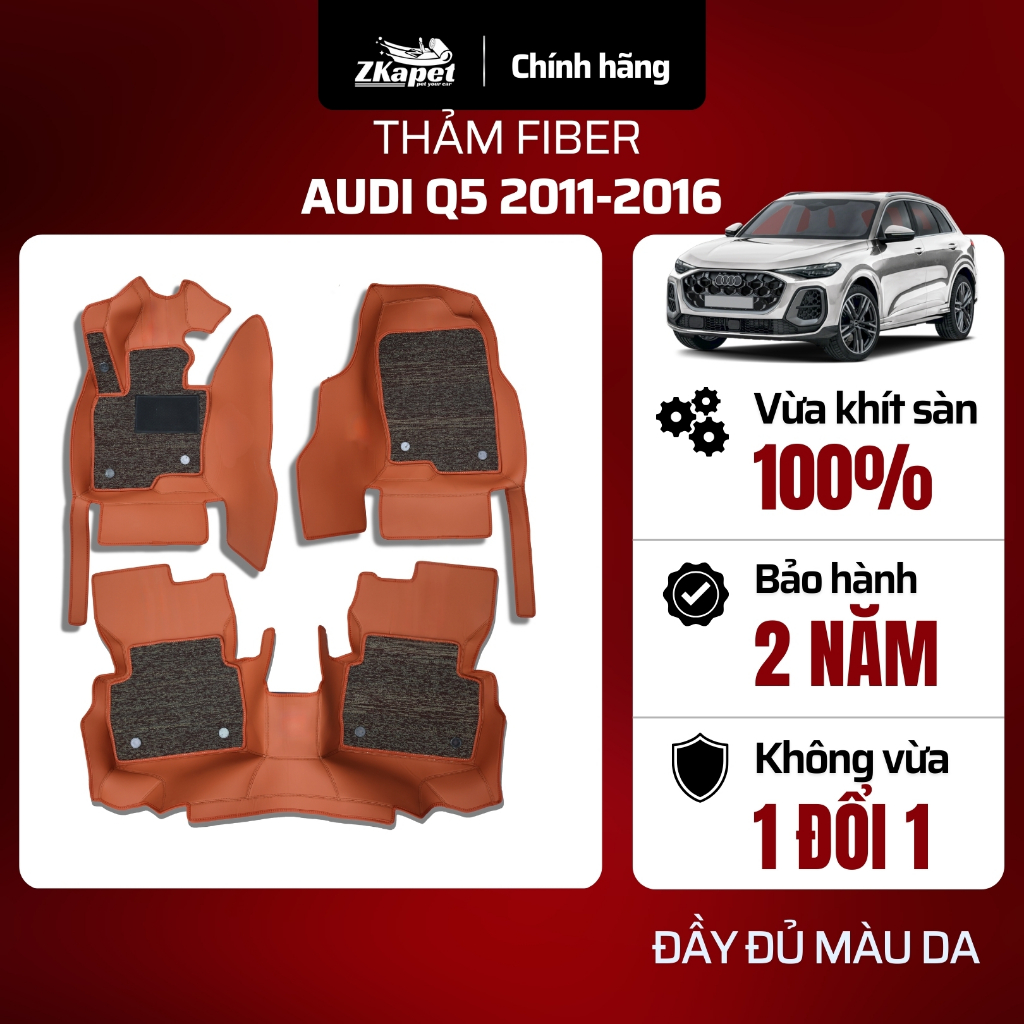 Thảm Lót Sàn Ô Tô Da Fiber Xe Audi Q5 năm 2011-2016 5 chỗ ZKAPET