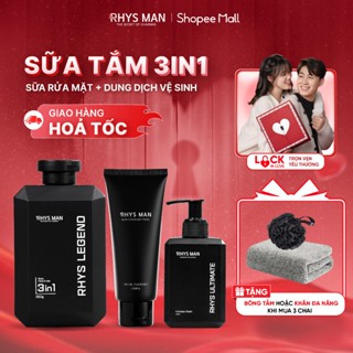 Sữa tắm gội nam 3in1 350ml & Dung dịch vệ sinh nam 120ml & Sữa rửa mặt nam 100ml RHYS MAN