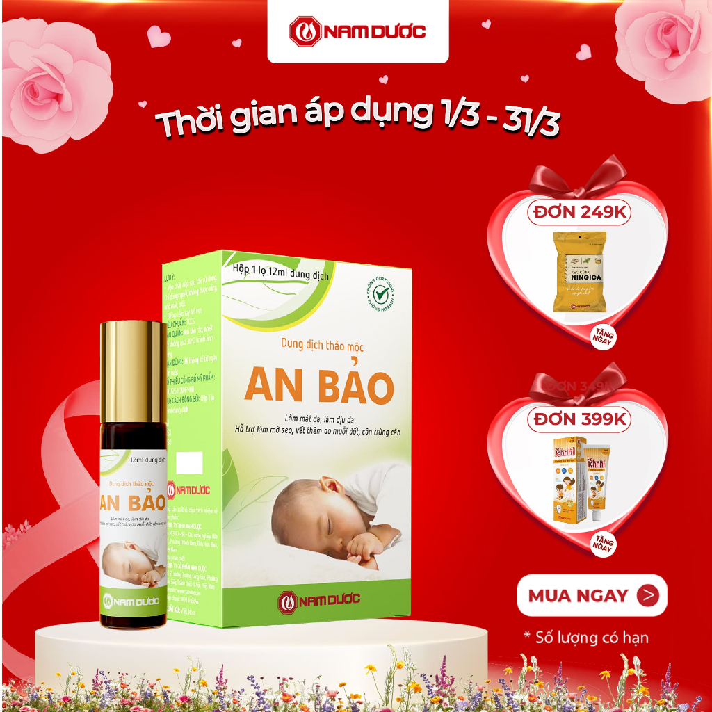 An Bảo, Hộp 1 lọ 12ml dung dịch, Làm mát da, làm dịu da, Làm mờ sẹo, vết thâm do muỗi đốt, côn trùng cắn