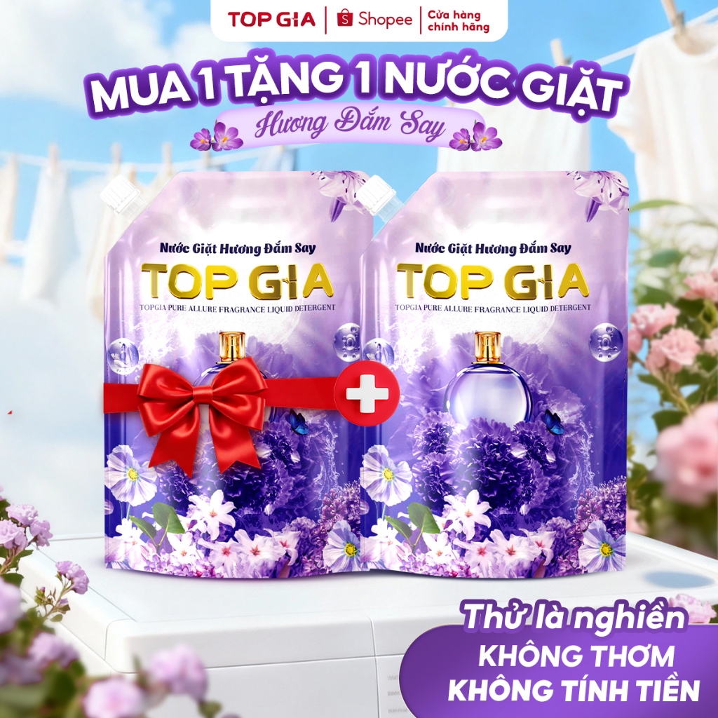 Nước Giặt Xả TOPGIA Hương Đắm Say Đánh Bay Vết Bẩn Cứng Đầu, Dịu Nhẹ An Toàn Lưu Hương 72H