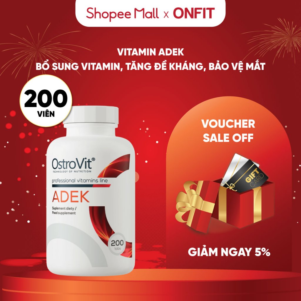 Viên Uống Vitamin D Ostrovit ADEK (200 viên) Bổ Sung Vitamin Toàn Diện, Tăng Sức Đề Kháng | ONFIT