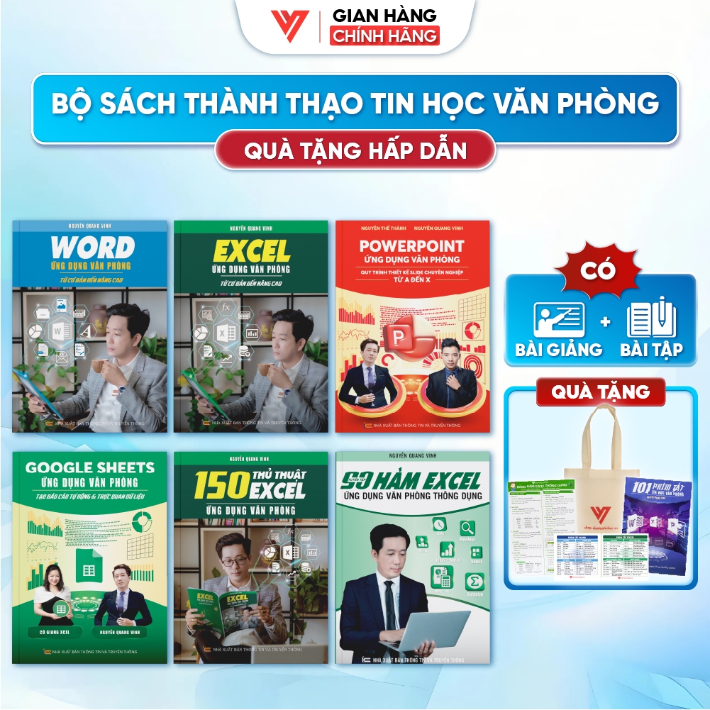 Bộ 6 Sách Tin Học Văn Phòng Word - Excel Ứng Dụng - PowerPoint - Google Sheets - 150 Thủ Thuật Excel