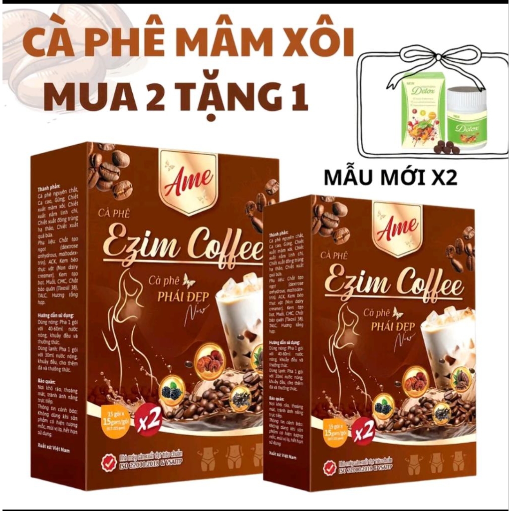 COMBO 2 HỘP CÀ PHÊ EZIM MÂM XÔI X2 HỖ TRỢ GIẢM CÂN [ CÓ QUÀ 1 HỘP DETOX ]