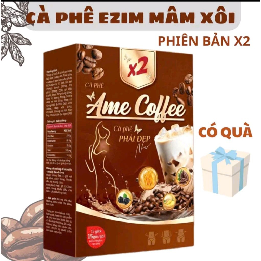 Cà phê Ezim mâm xôi phiên bản X2 Cà phê 1 hộp 15 Gói hỗ trợ giảm cân [ có Quà ]