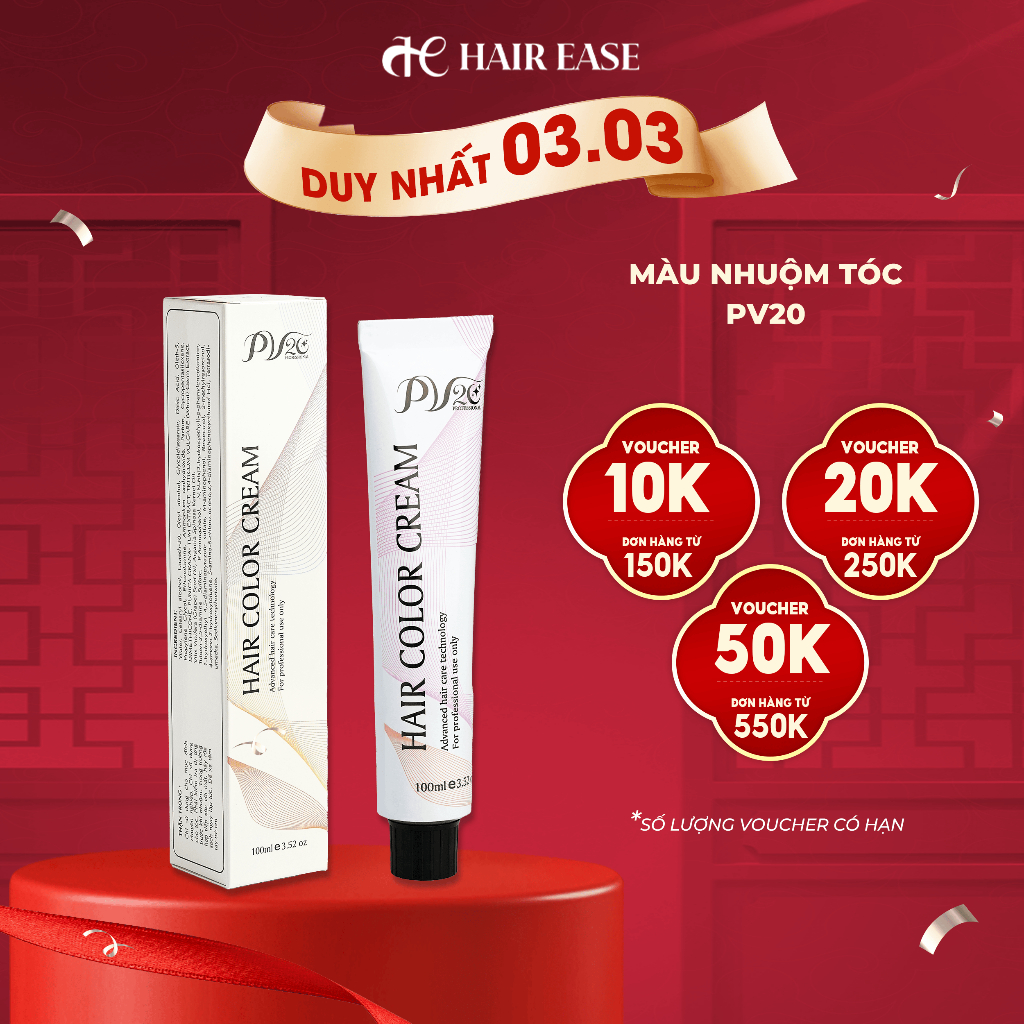 Thuốc Nhuộm Tóc Màu Nhuộm PV20 - Thời Trang, Dưỡng Tóc Mềm Mượt - Chưa Kèm Oxy 100ml