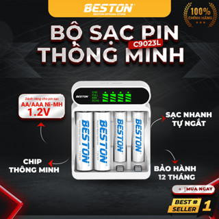Sạc pin AA AAA Beston C9023L 9024L sạc nhanh, tự ngắt khi đầy, cổng sạc type-C đèn báo thông minh, dùng cho micro remote