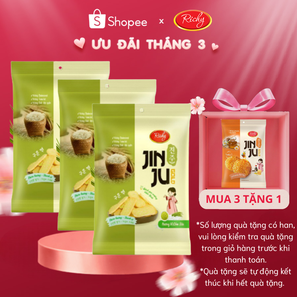 [MUA 3 TẶNG 1] Bánh Gạo JINJU RICHY vị Cốm Sữa 145g