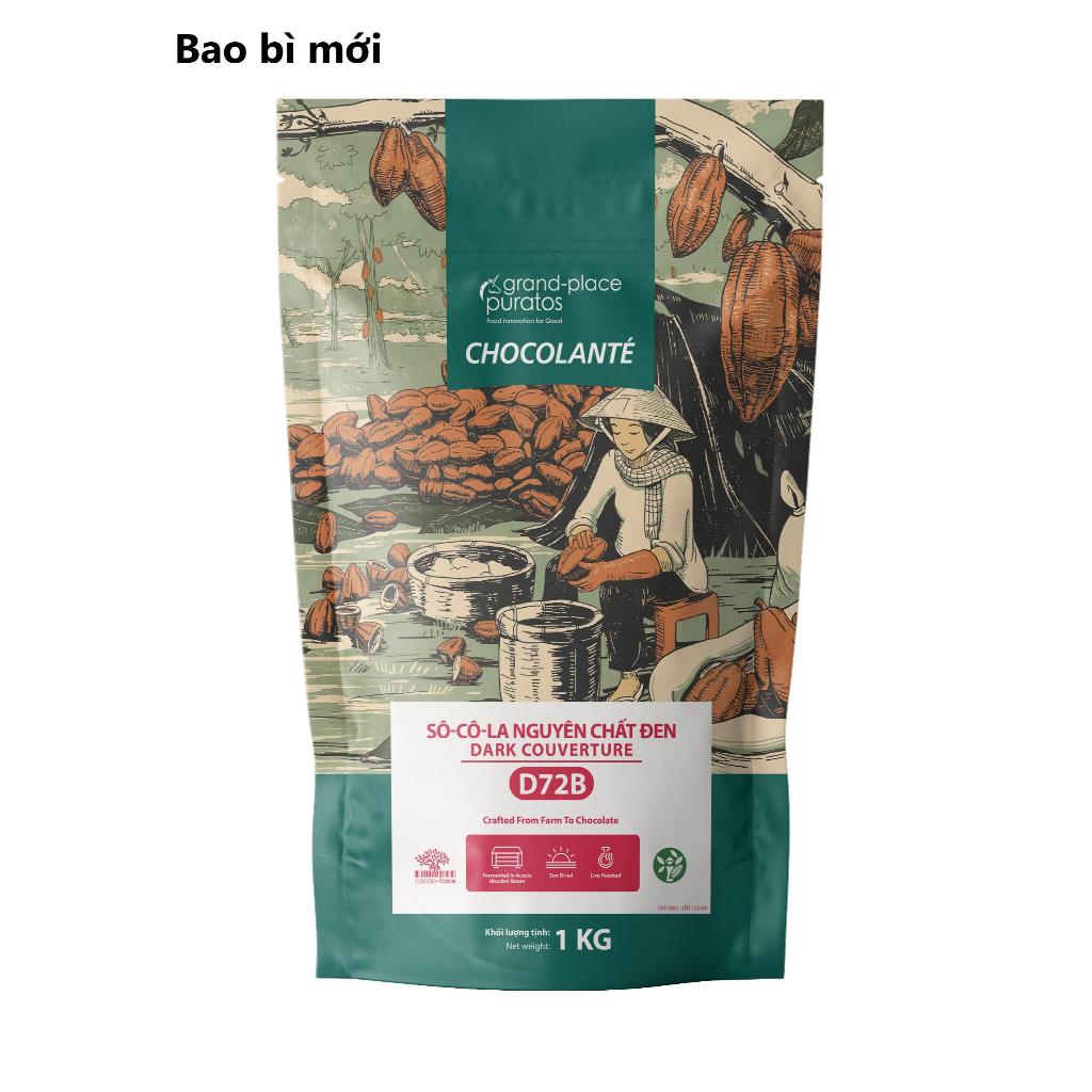 SCL 72% - 1kg Sô cô la Socola chocolate Đen 72% Puratos BẢY HAI ( vị đắng mạnh)