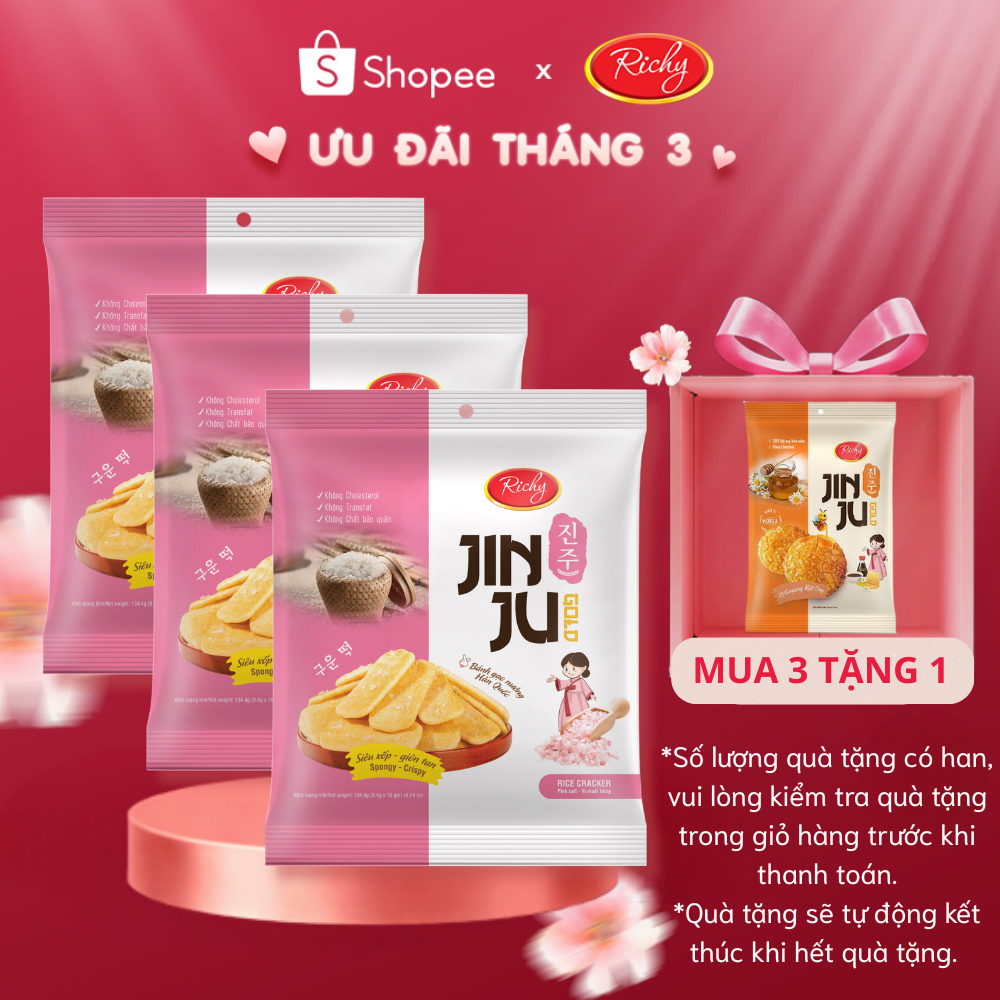 [MUA 3 TẶNG 1] Bánh gạo Jinju vị Muối Hồng Himalaya 135g