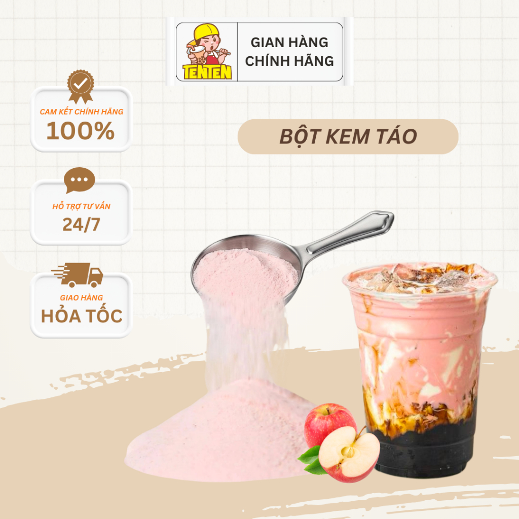 Bột Kem Táo (1kg) - Topping Trà Sữa Kem Mịn - TenTen Topping