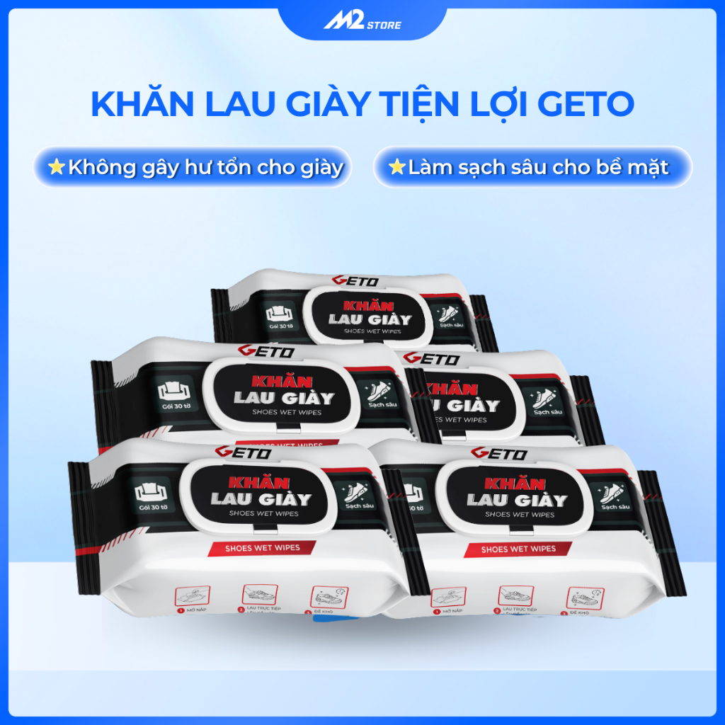 Khăn lau giày tiện lợi đa năng sử dụng trên nhiều bề mặt, khăn lau đa năng Geto không gây hư tổn
