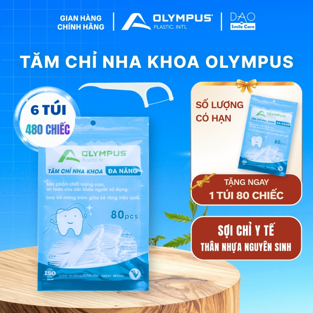 Tăm chỉ nha khoa Olympus Chính hãng 5 túi tặng 1 túi Tăm chỉ loại 1 hàng Việt Nam Không huỳnh quang