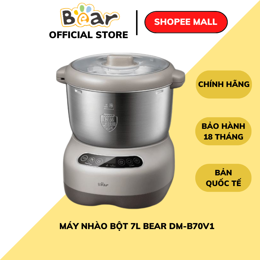 Máy trộn bột 7L Bear DM-B70V1 nhào bột làm bánh đa năng, 250W, thiết kế nhỏ gọn, Bảo hành 18 Tháng