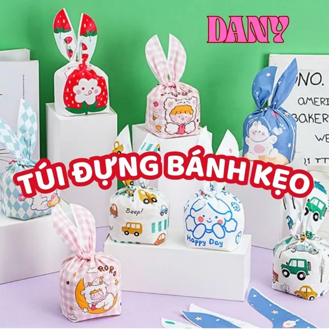 HC0005 DANY (TAI THỎ) SET 50 TÚI TAI THỎ ĐỰNG BÁNH KẸO, QUÀ TẶNG SINH NHẬT, TÚI ĐỰNG QUÀ SINH NHẬT CHO BÉ