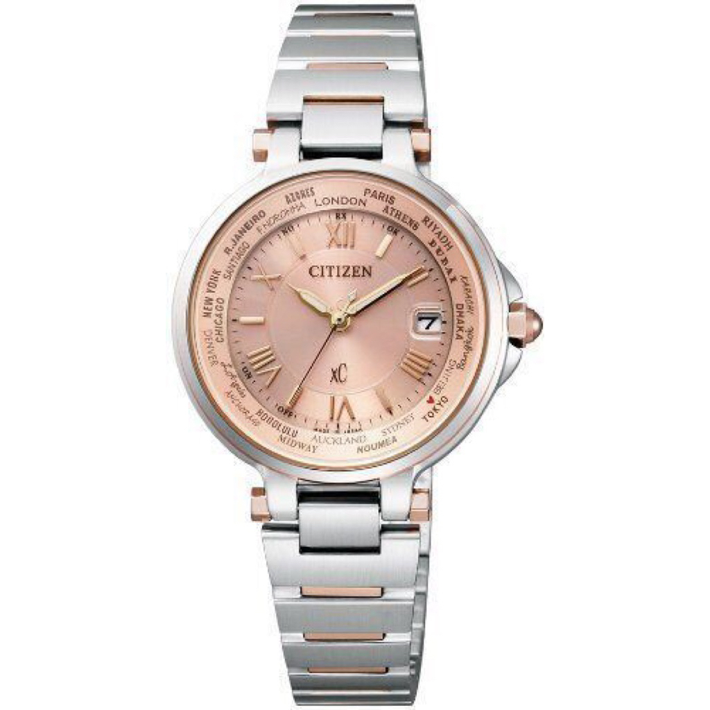 Đồng hồ nữ Citizen XC Happy Flight mặt hồng, năng lượng mặt trời, vỏ thép không gỉ EC1014-65W