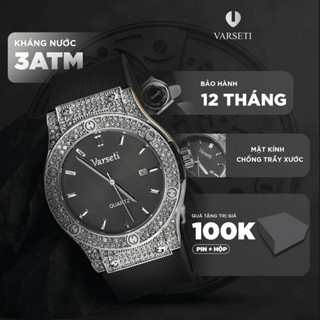 Đồng hồ nam Varseti Đồng hồ đeo tay nam thiết kế sang trọng chống nước bền bỉ đính đá vỏ thép không gỉ - m102
