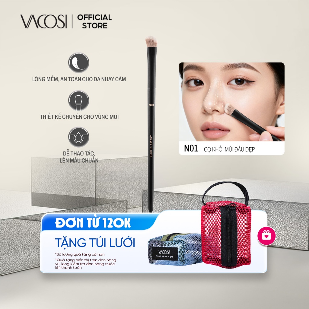 Cọ khối mũi, đầu dẹp VACOSI - N01-Y24