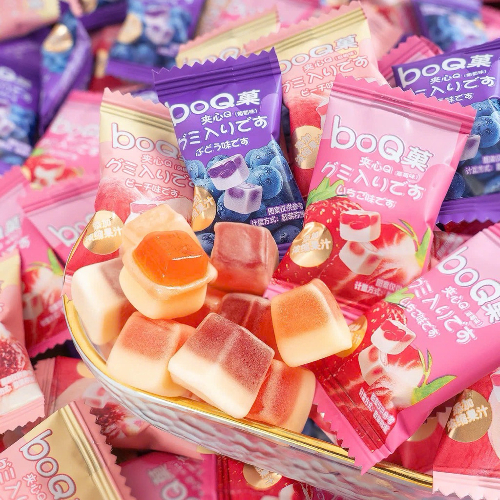 [MỚI] Kẹo Dẻo BBQ Sữa Chua Nhân Trái Cây Mix Vị (Nho, Dâu, Đào)