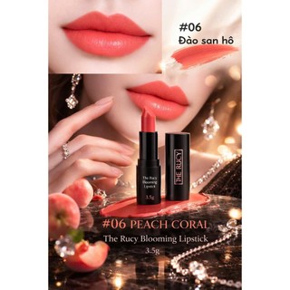 Son Matte bền màu The Rucy Blooming Lipstick 3.5g màu 6 Peach Coral