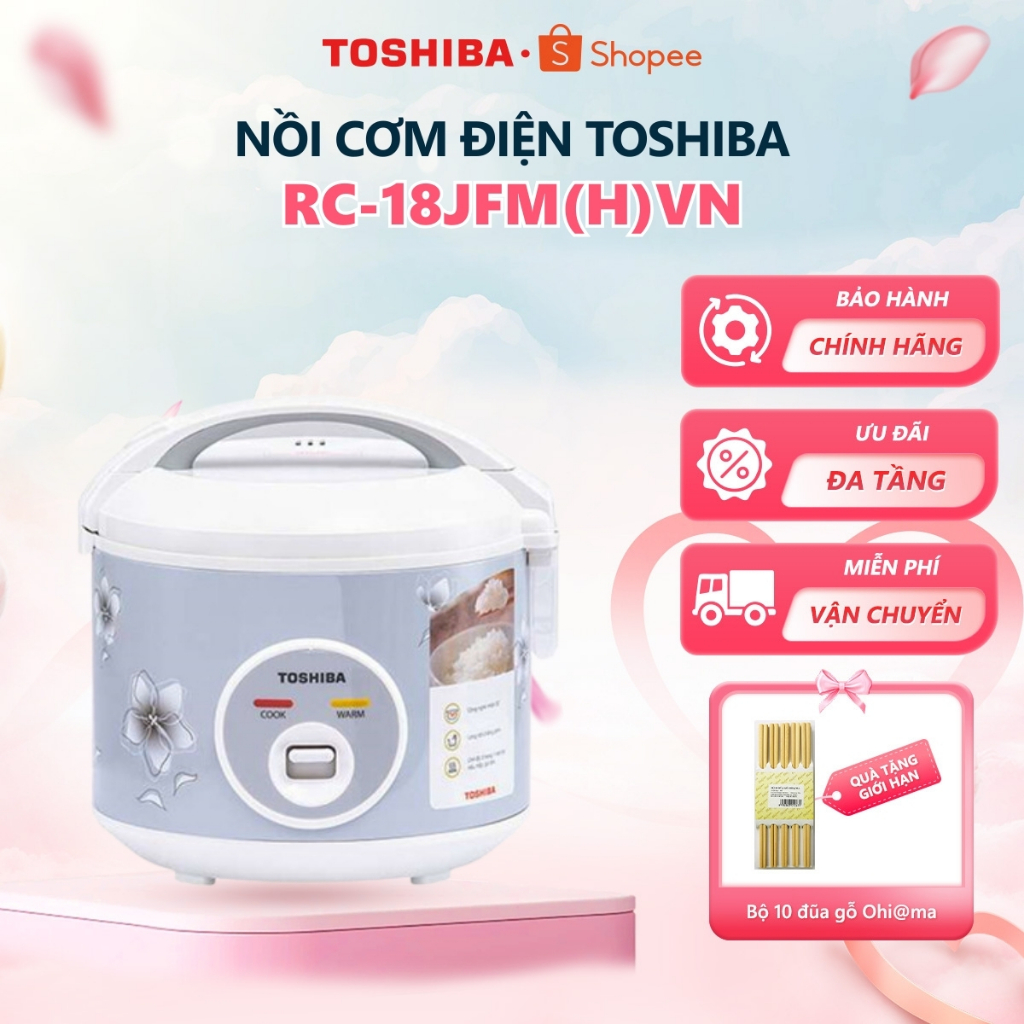 Nồi cơm nắp gài Toshiba 1L/1.8L RC-10JFM(H)VN/RC-18JFM(H)VN - Hàng chính hãng |HỎA TỐC HCM|