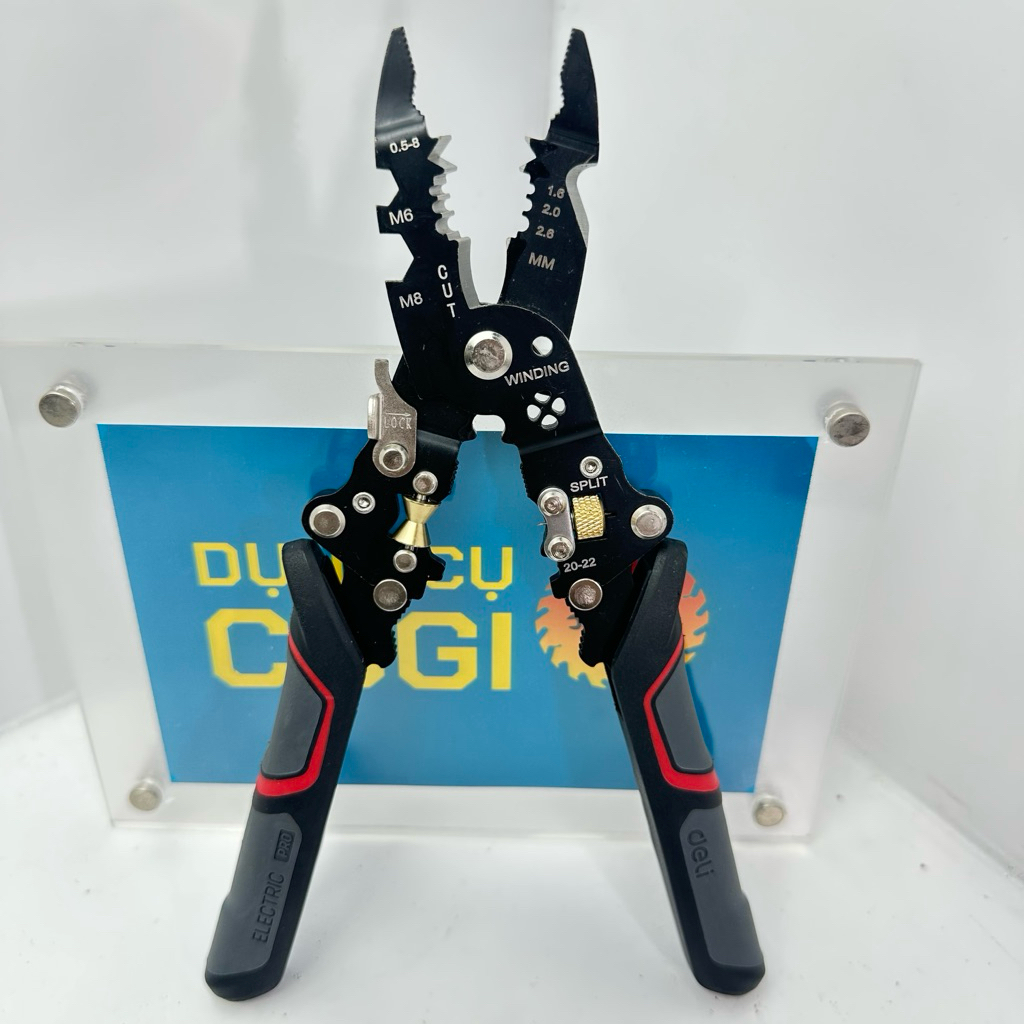 Kìm tuốt dây đa năng Deli thép 4Cr13, độ cứng 52-60HRC, bền bỉ ít mài mòn