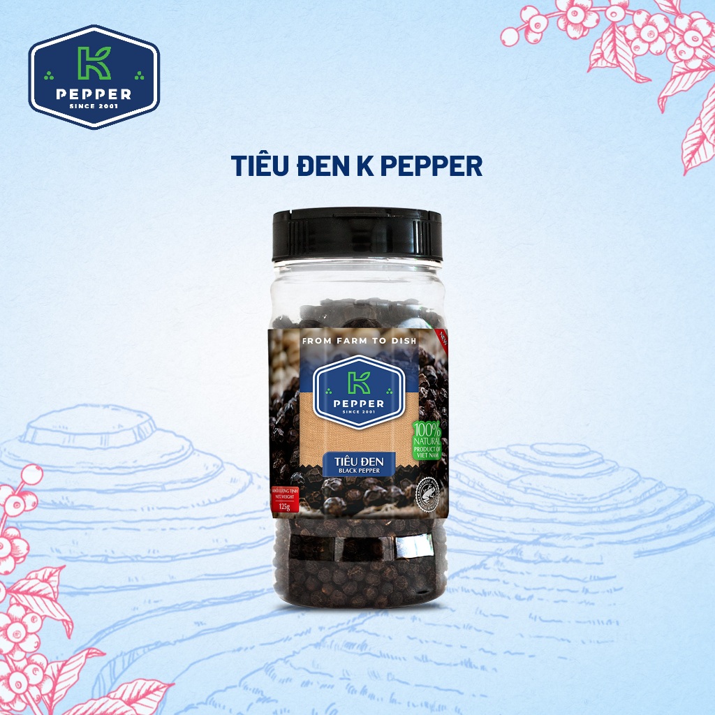 Tiêu Đen Nguyên Hạt K Pepper 125g - Thương hiệu K PEPPER