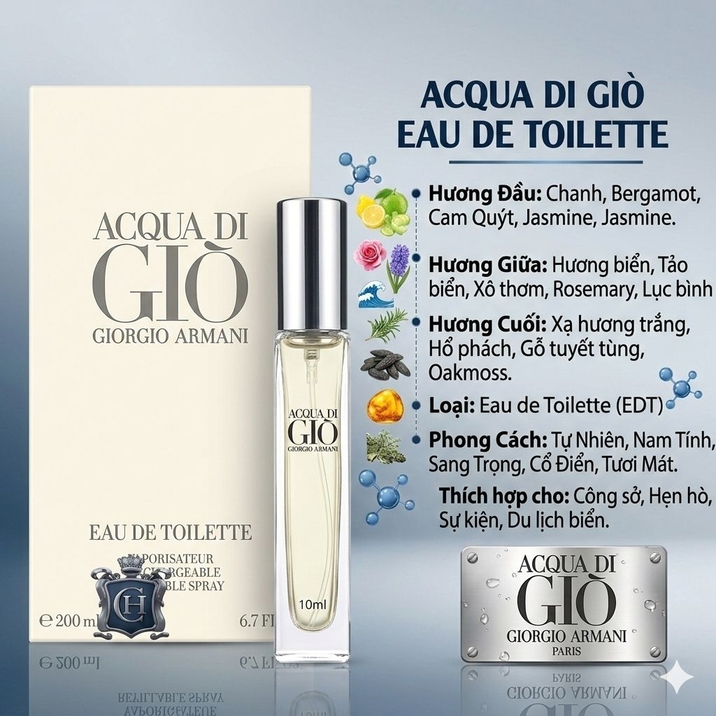 Nước hoa nam G.IÒ trắng 10ml EDT EDP - Vi Tran Perfume