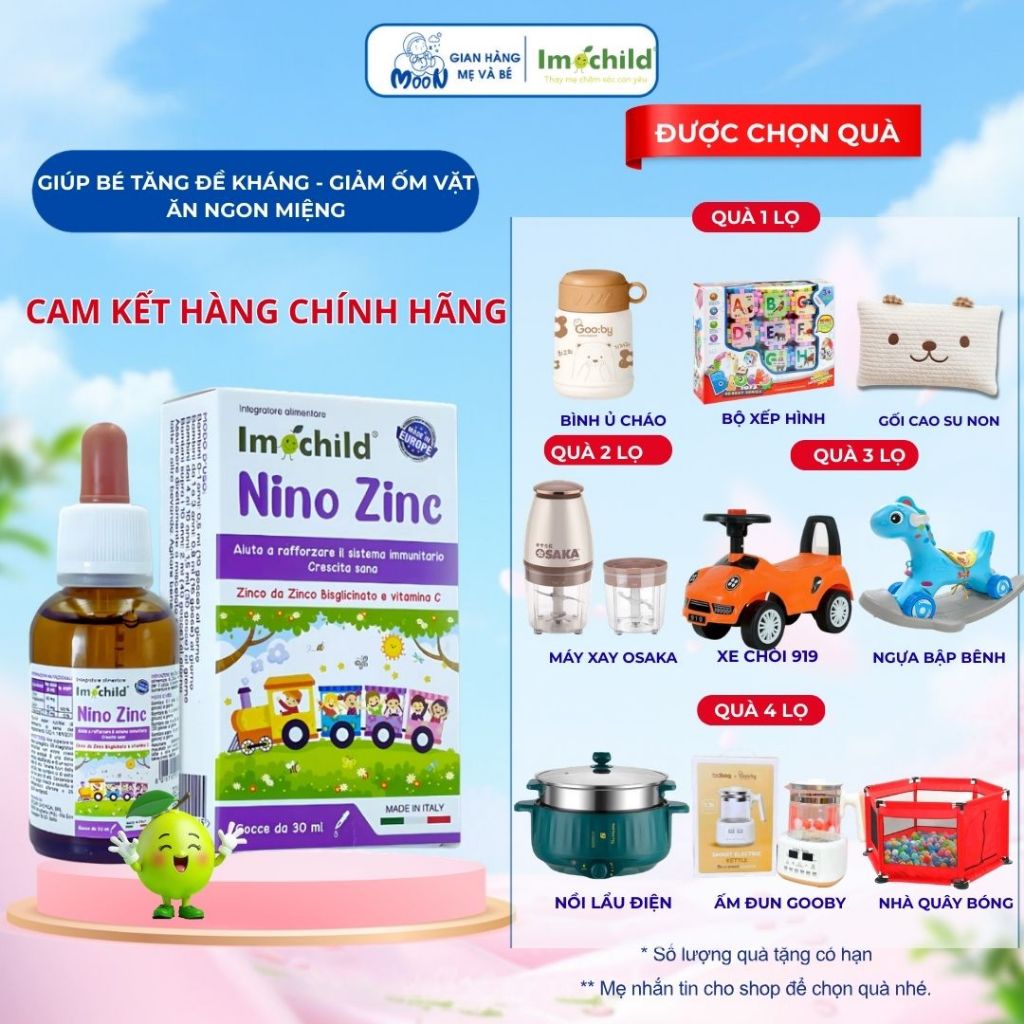 Kẽm Nhỏ Giọt Cho Trẻ Từ Sơ Sinh NINO ZINC IMOCHILD Cải Thiện Biếng Ăn Tăng Đề Kháng