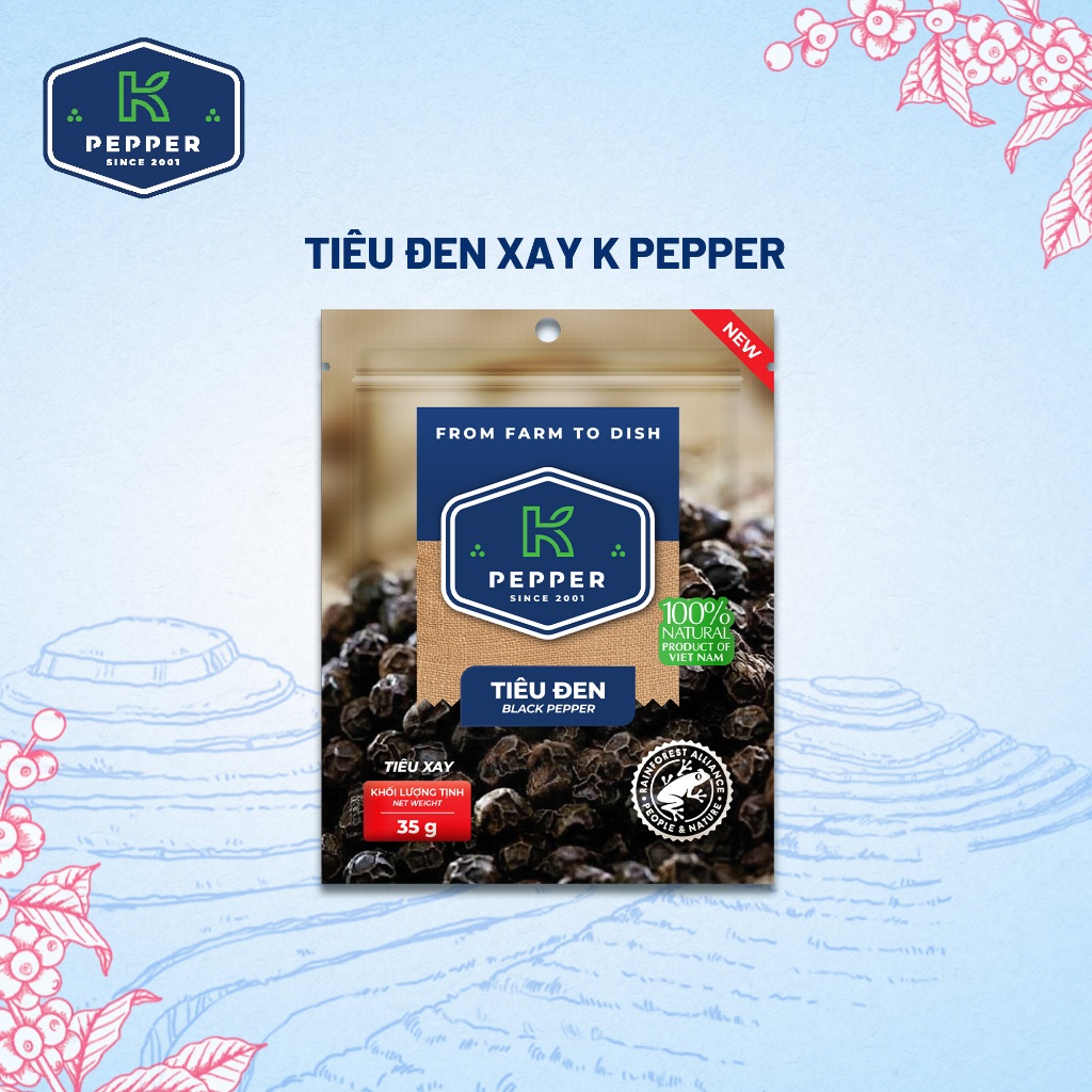 Tiêu Đen Xay K Pepper 35g - Thương hiệu K PEPPER