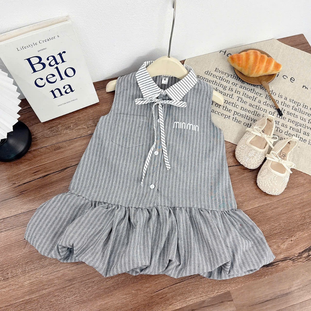 Váy bé gái, Váy polo cho bé gái, Váy kẻ sọc dáng bom bí cực tiểu thư cho bé gái từ 10-30kg Winny Kid