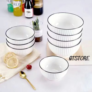 Bán lẻ Bộ Bát Đĩa Trắng Viền Đen Thương Hiệu bát tràng nước men sáng bóng, rẻ, đẹp, Hàng Loại 1ran