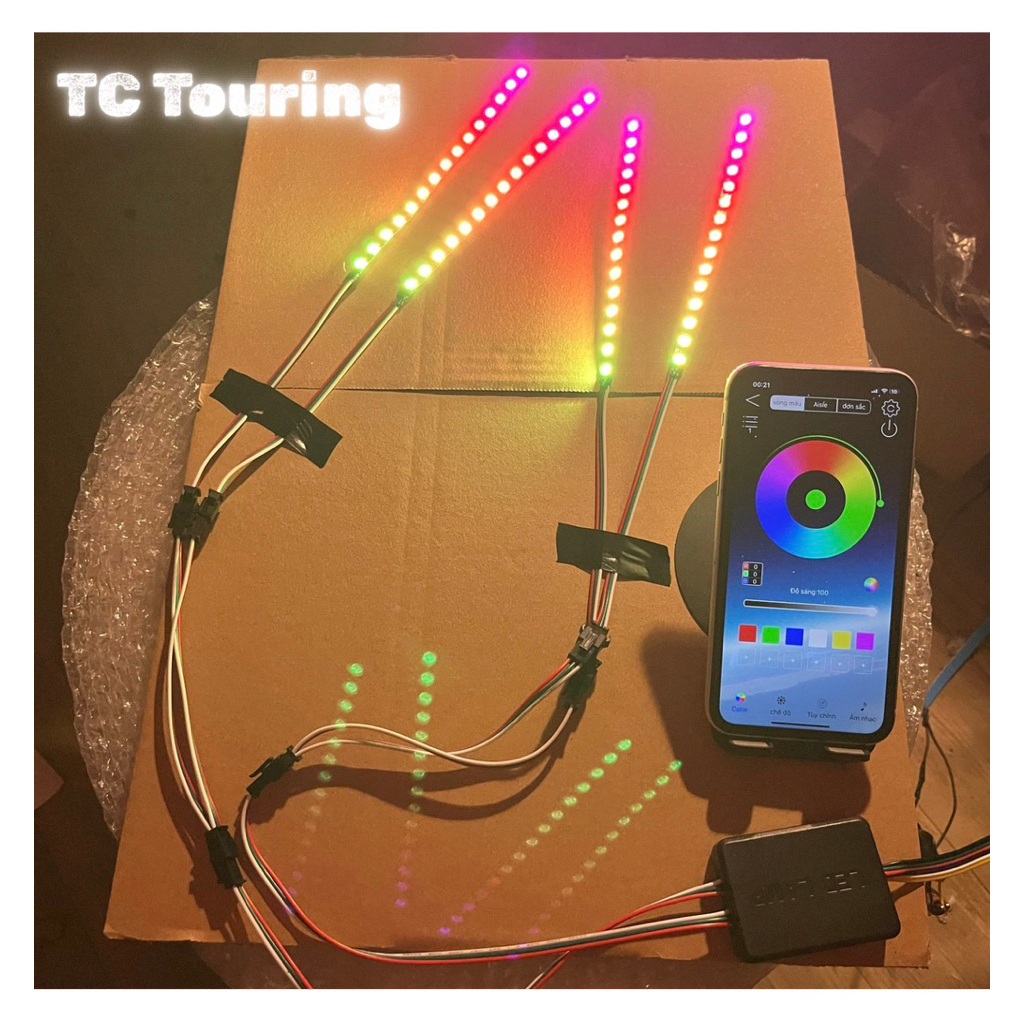 LED Audi 4 dải led 15cm & 20cm siêu mỏng 5mm và mạch audi LED LAMP V2.0 TC Touring chỉnh app đổi màu