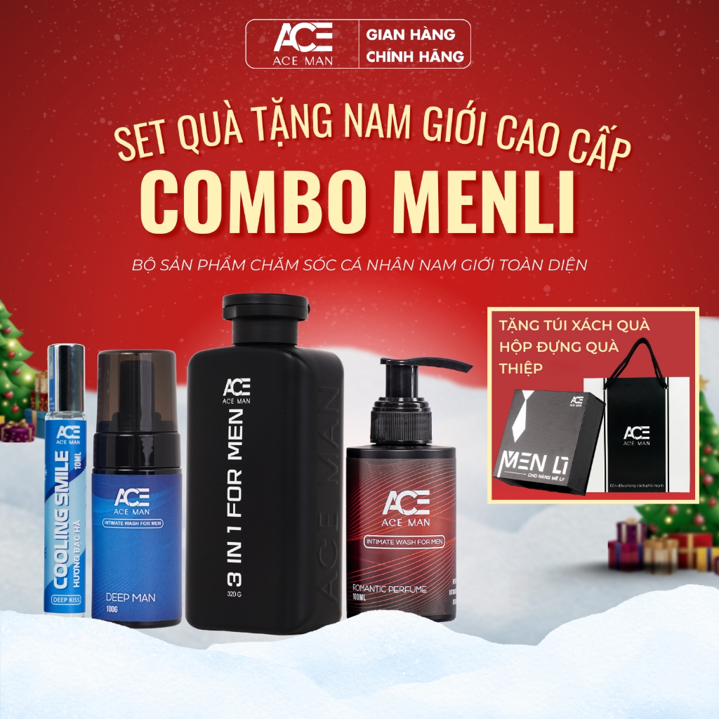 Set quà tặng nam giới Cao cấp Combo MEN LÌ ACEMAN gồm bộ sản phẩm chăm sóc cá nhân dành cho nam giới