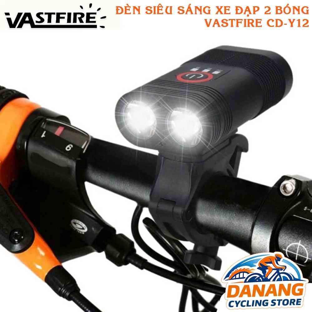 Đèn Pin Xe Đạp 2 Bóng XPE VASTFIRE CD-Y12 – Siêu Sáng, Pin Sạc USB, Chống Nước