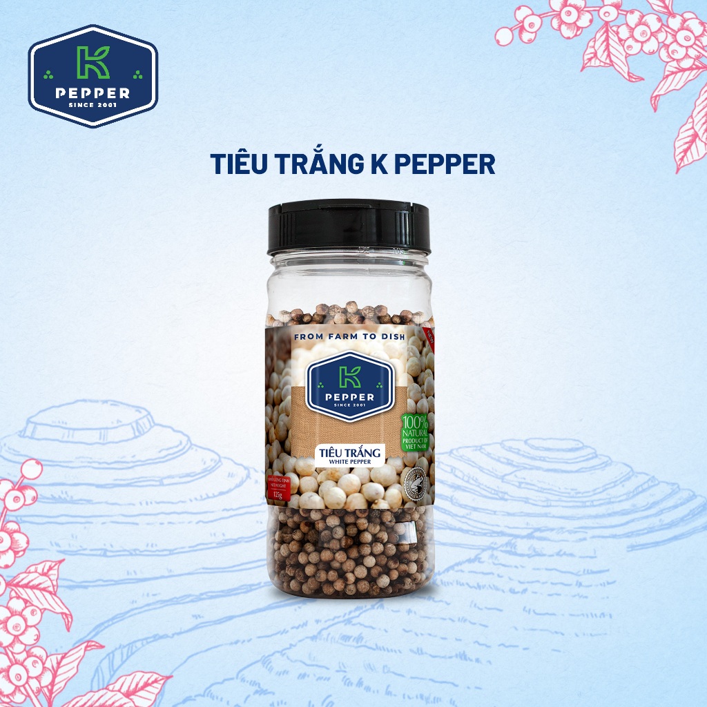 Tiêu Trắng Nguyên Hạt K Pepper 125g - Thương hiệu K PEPPER