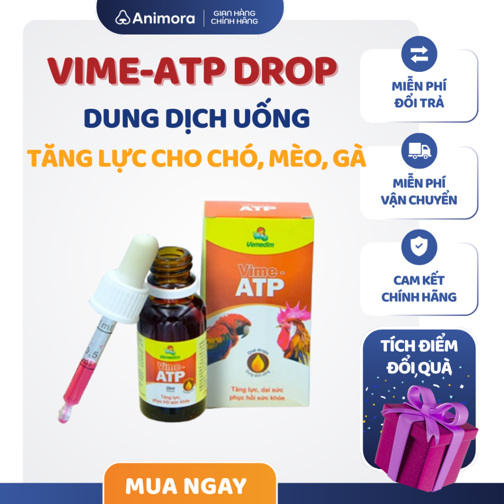 Vime ATP Drop Tăng lực cho chó mèo gà - Chai 20 mL