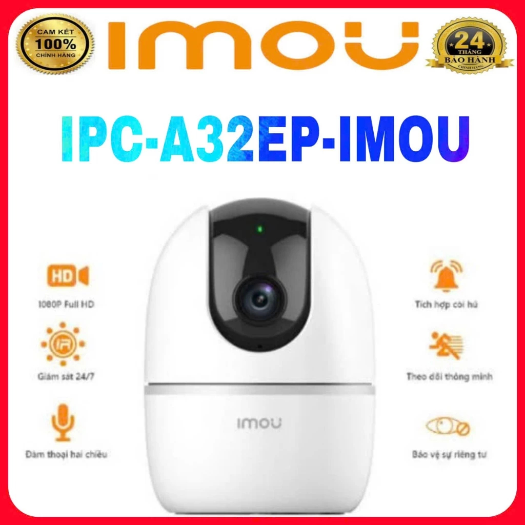 Camera IMOU A32EP-L/A32 PRO – Màu ban đêm – Xoay 360 – Đàm thoại – Cảnh báo qua app – BH 2 năm